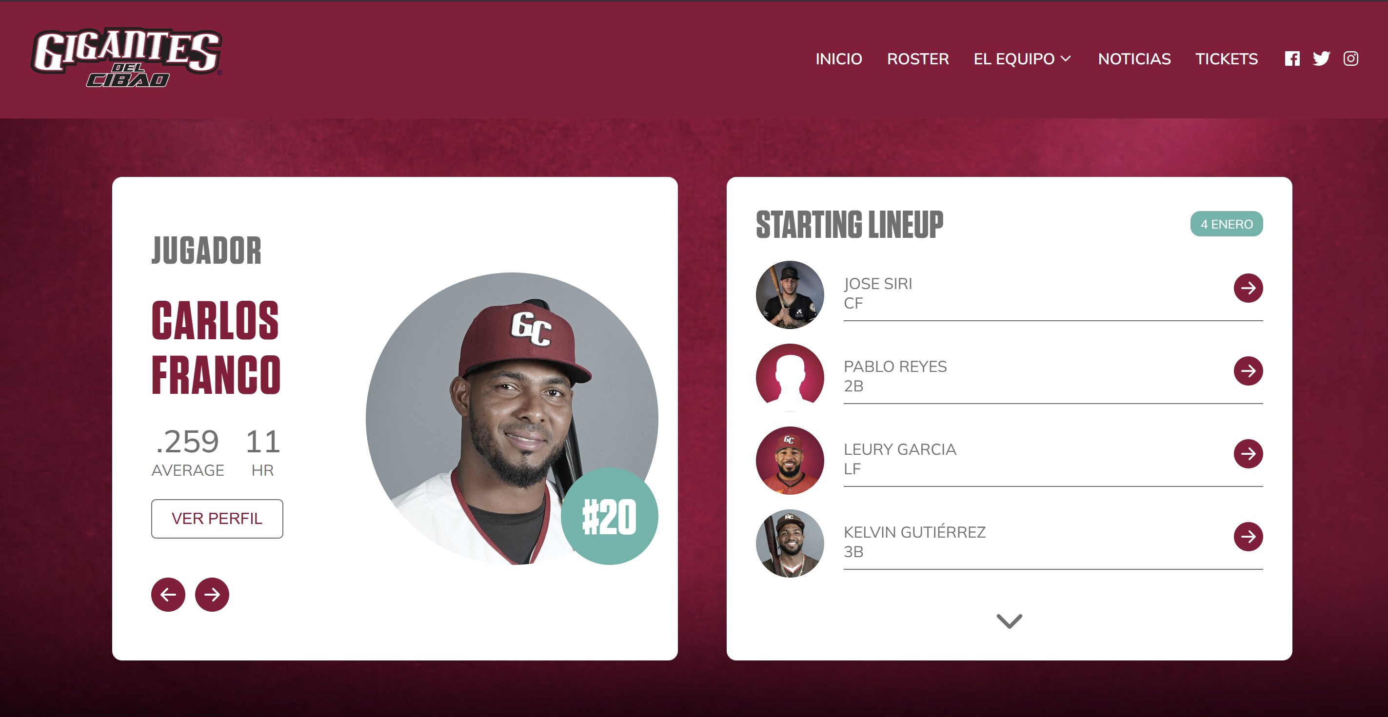 Screenshot of Gigantes del Cibao project